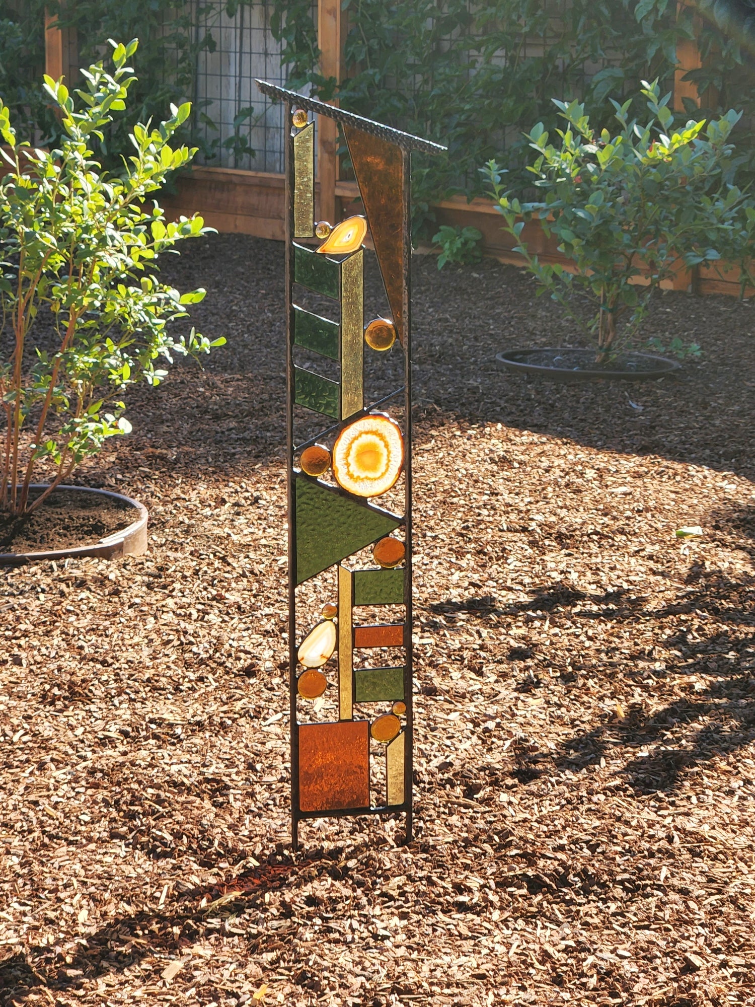 Large Stained Glass Garden Art for Outdoor Garden Decoration. "Fall Patterns"