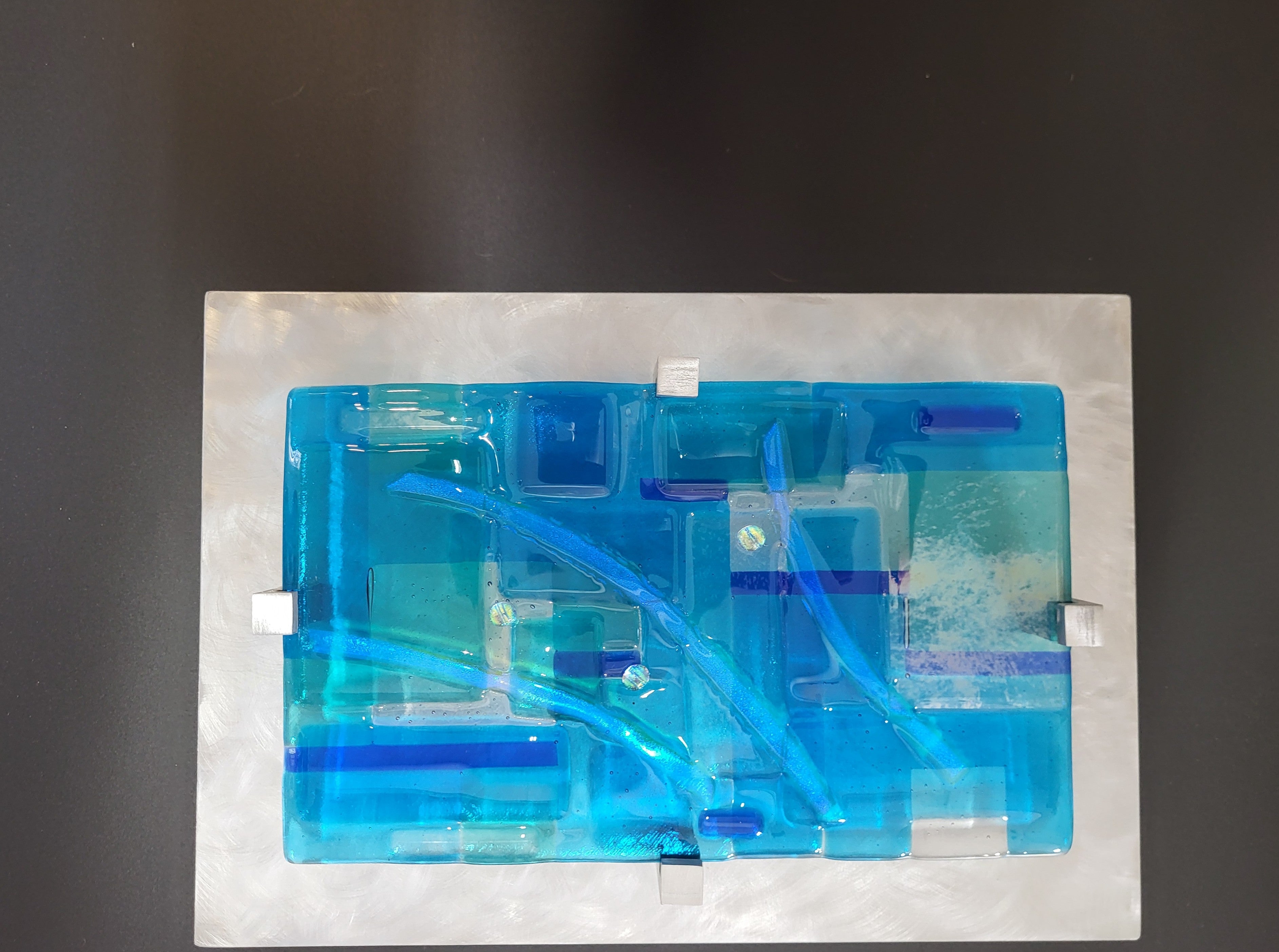 Hanging Fused Glass Art Panel Fused Stained Glass. "Building Blocks"