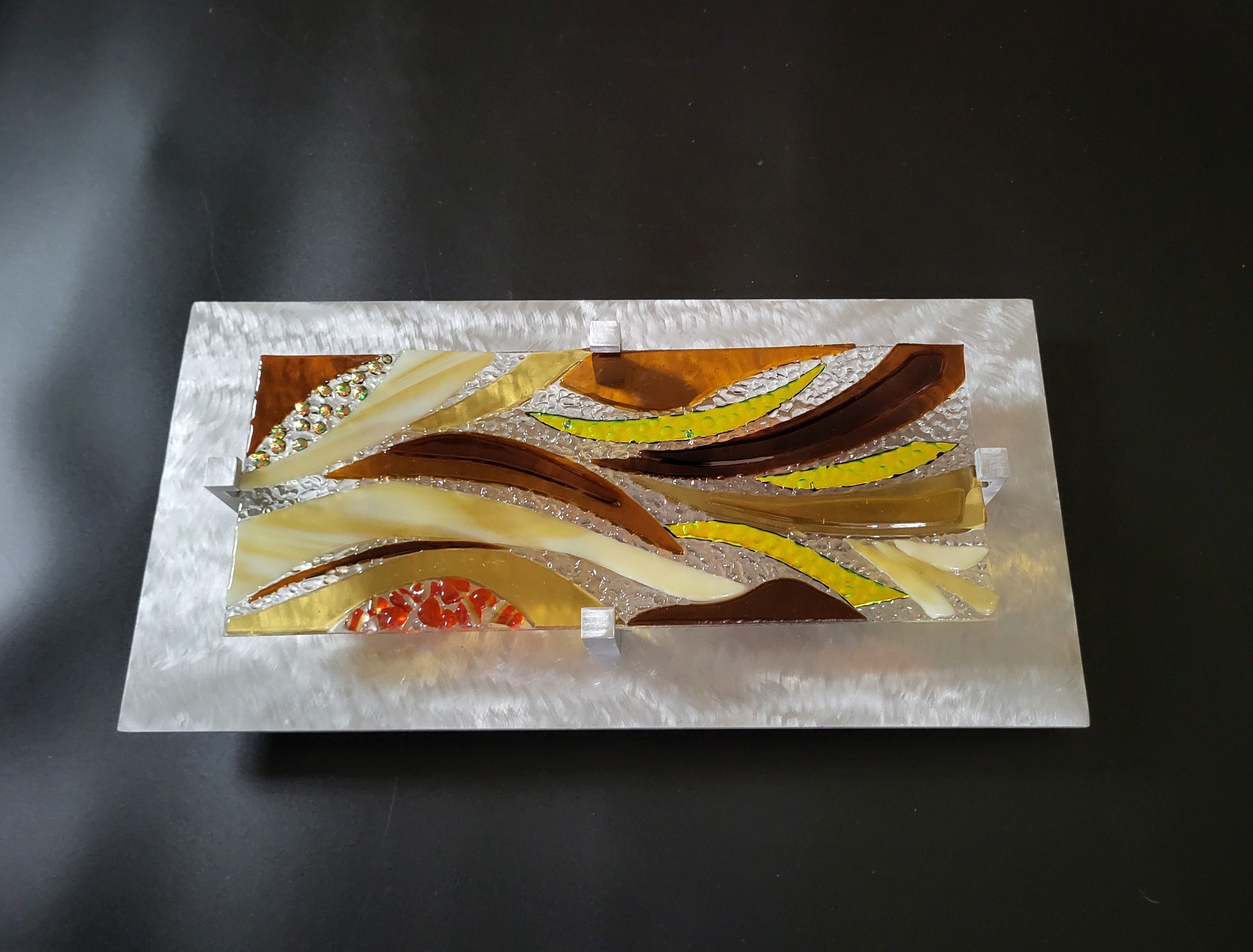 Fused Glass Wall Art Hanging. "Rustling Rushes"