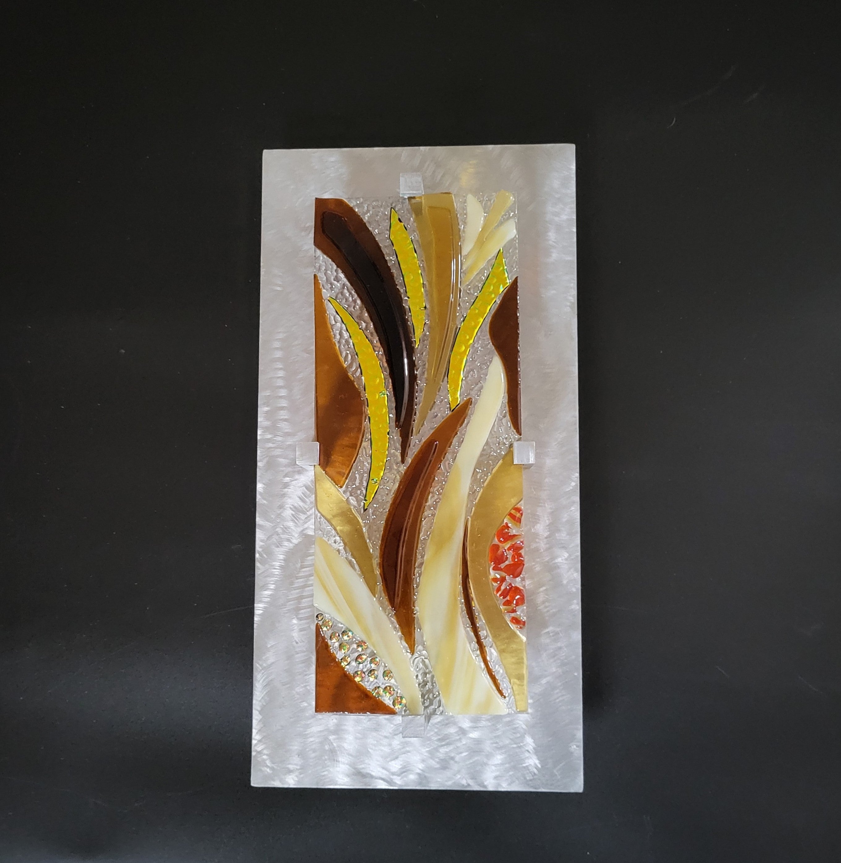Fused Glass Wall Art Hanging. "Rustling Rushes"