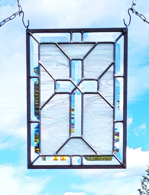 religious cross stained glass panel Christian cross hanging stained glass panel