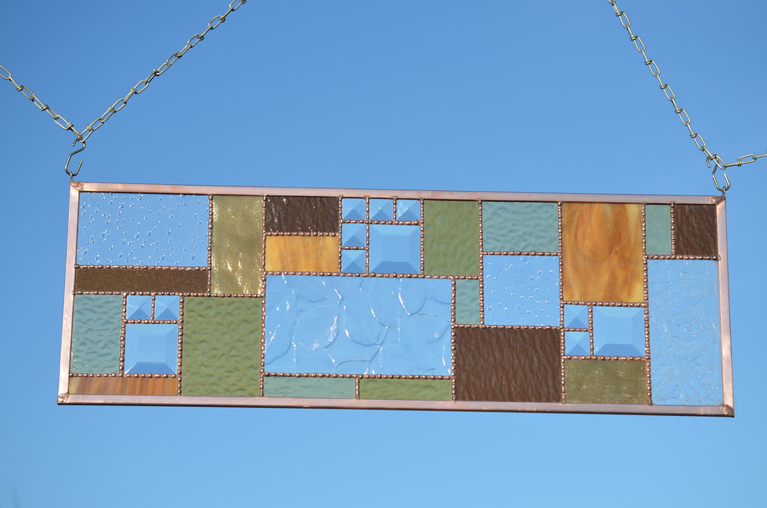 Geometric Stained Glass Panel -for Home Decoration. "Autumn Beauty"