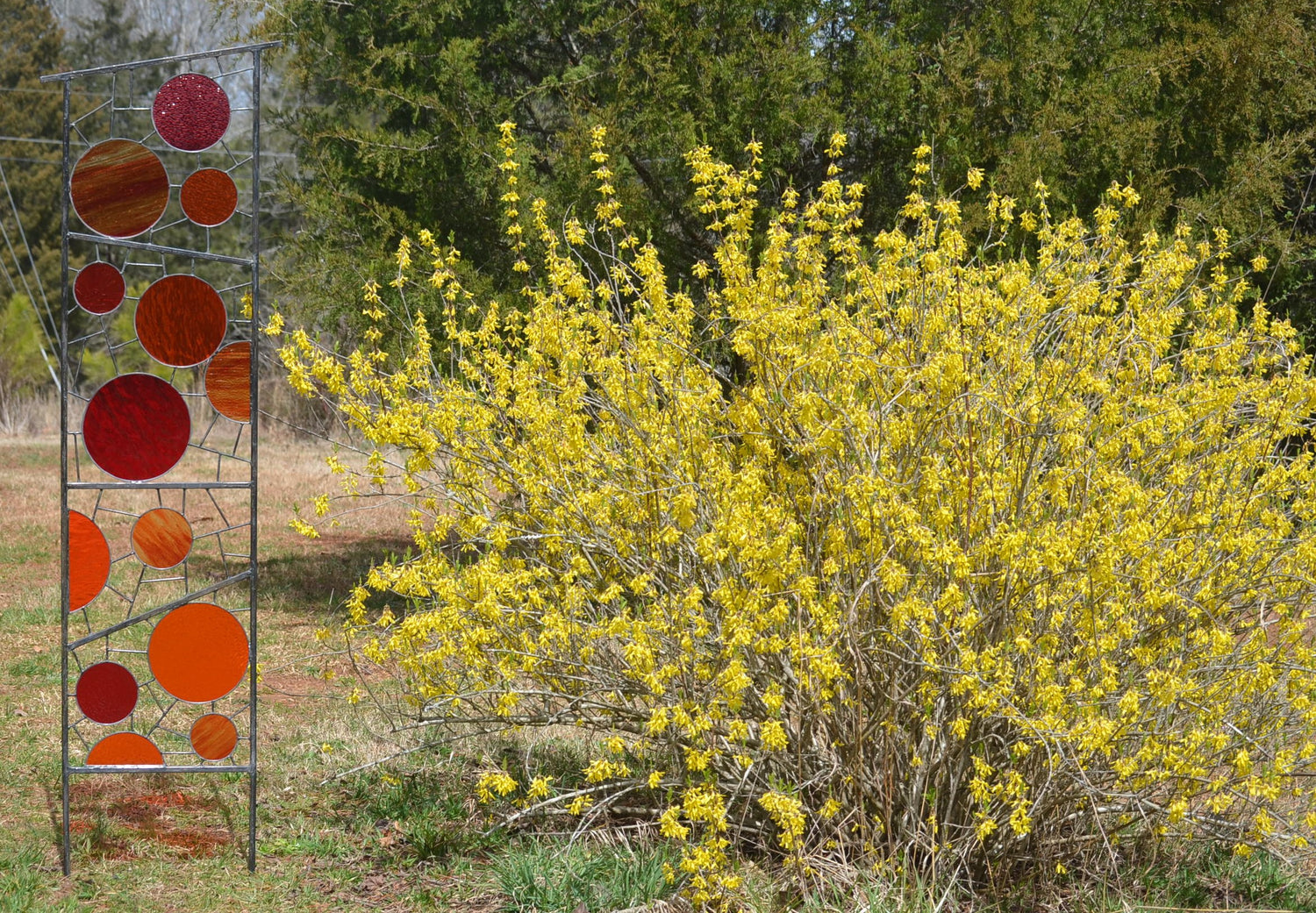 Tall Stained Glass Lawn Art Outdoor Garden Decoration. "Hot Spots"