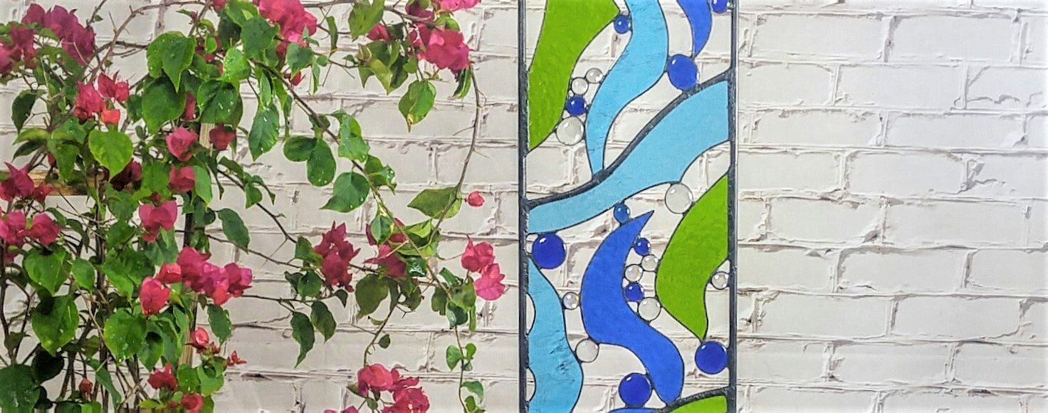 Stained Glass Garden Decoration Glass Lawn Ornaments. "Tall Creekside"