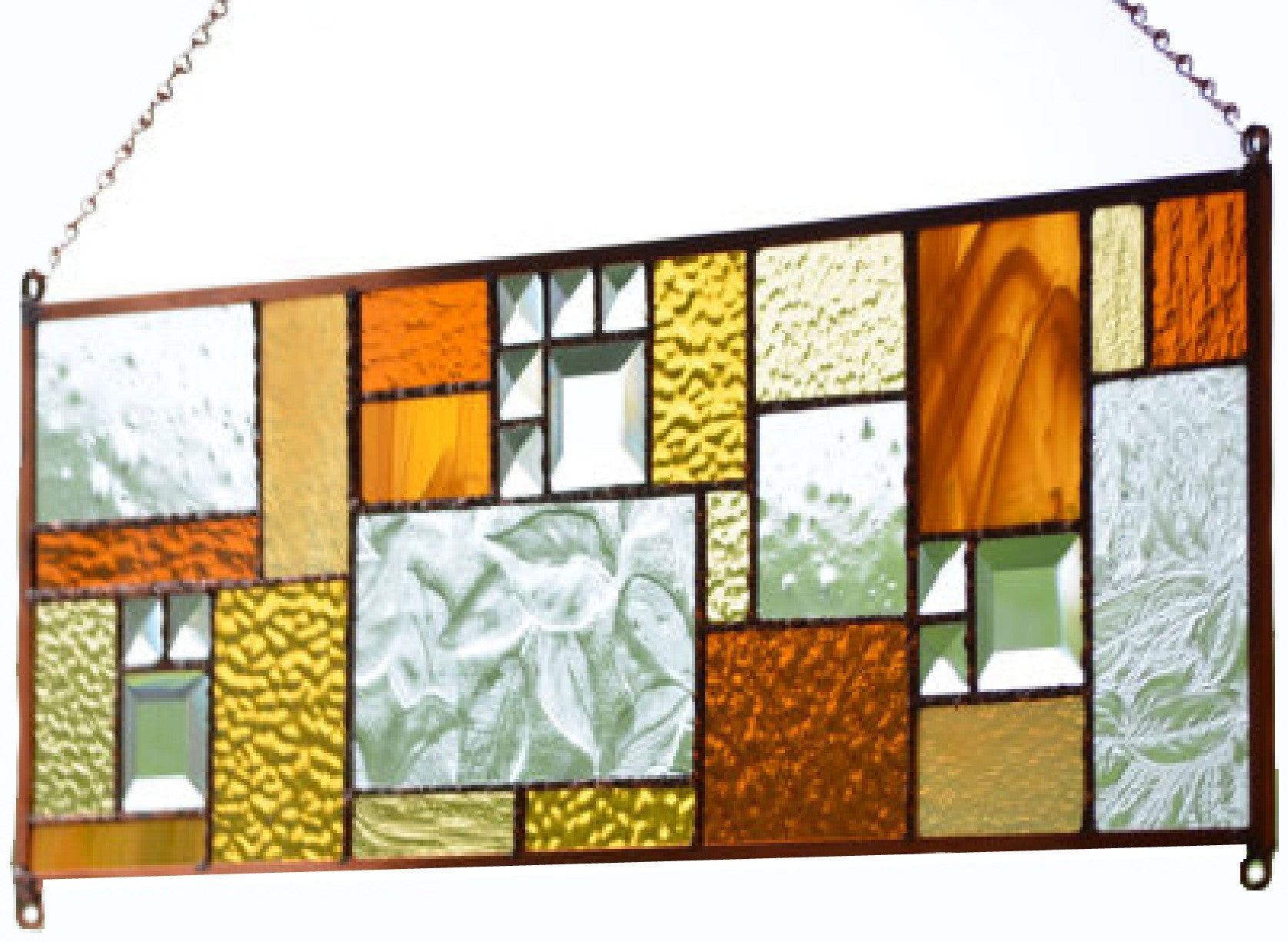 Geometric Stained Glass Panel -for Home Decoration. "Autumn Beauty"