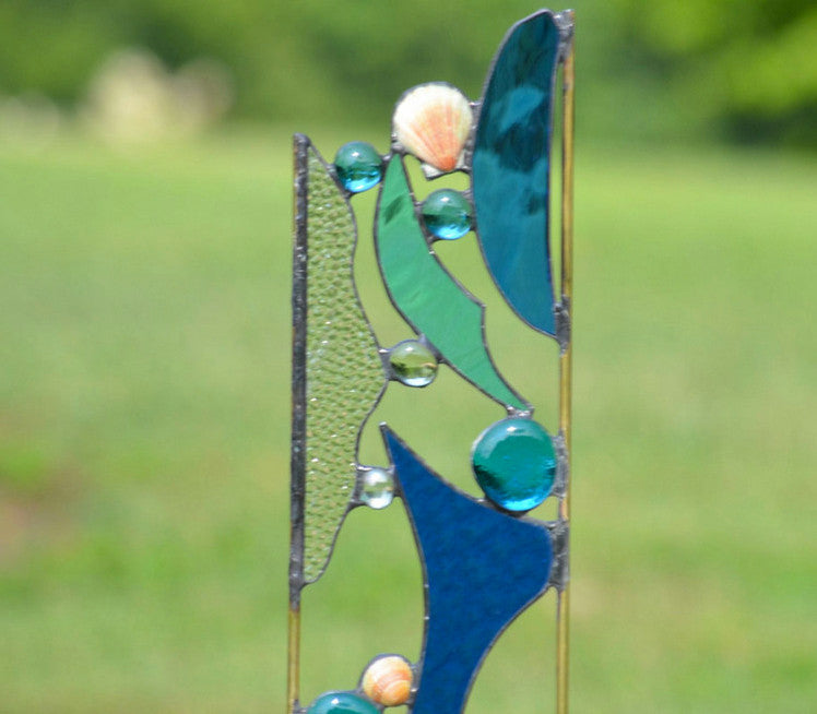 Stained Glass Yard Art for Outdoor Garden Decoration. "Beachcomber&
