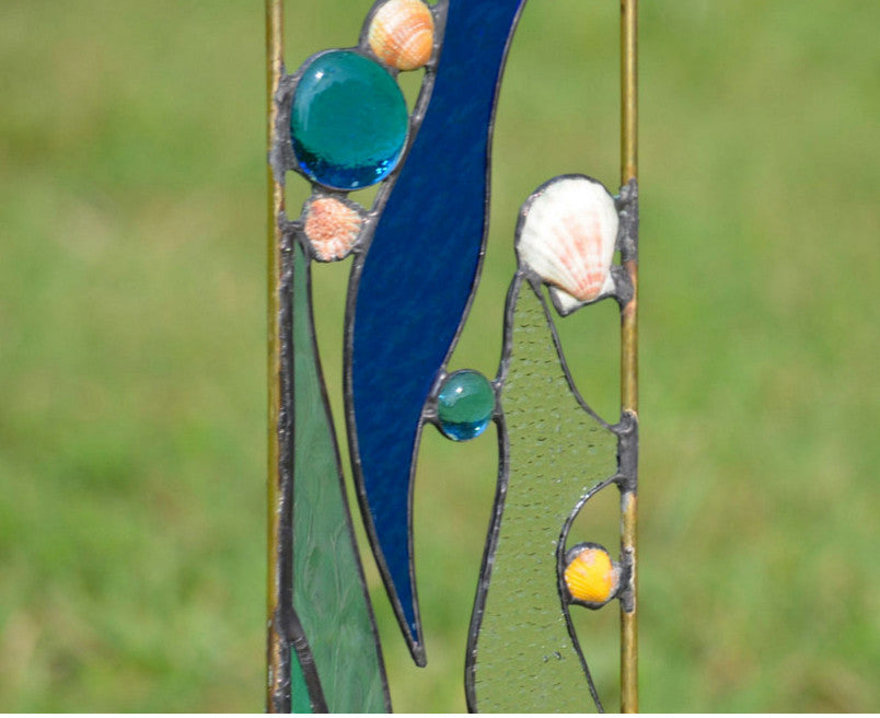 Stained Glass Yard Art for Outdoor Garden Decoration. "Beachcomber&