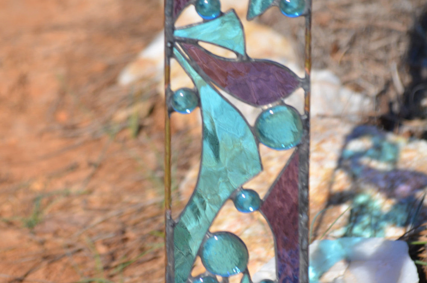 Contemporary Abstract Stained Glass Yard Art . "Butterfly Wings"