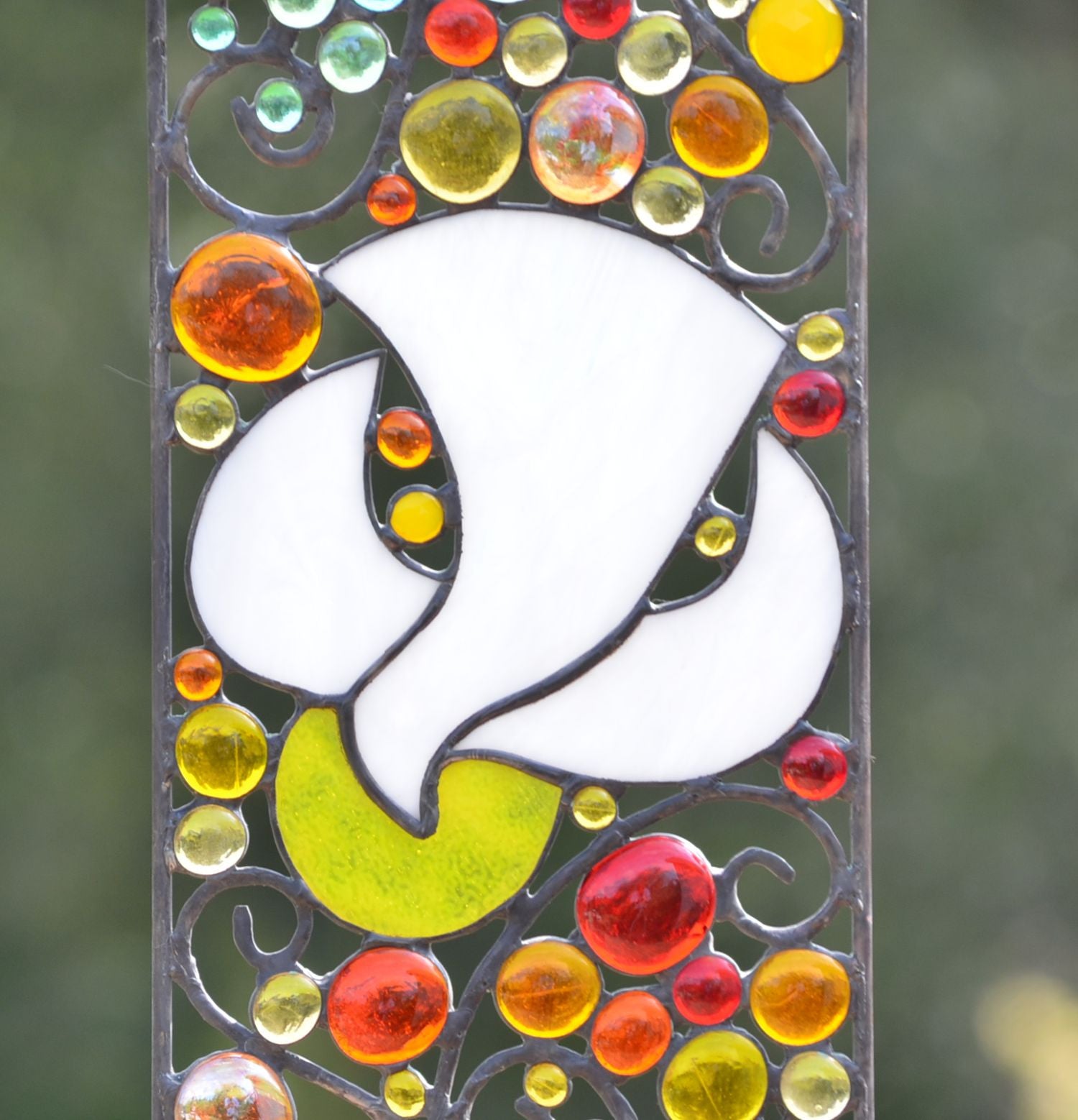 Custom Stained Glass Art Religious Glass Sidelight. 