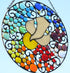 Round Religious Stained Glass Panel of Dove Hanging Glass Art. "Peace Dove to Earth"