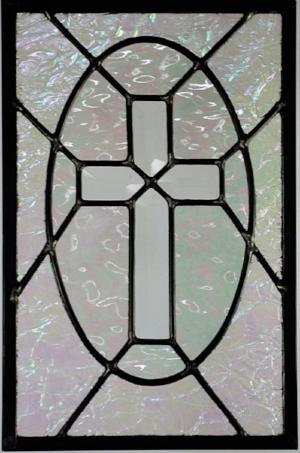 Religious Stained Glass Window Panel of Religious Art. &quot;Hope for a Broken World&quot;