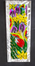 Hanging Glass Panel Wall Art Fused Stained Glass. "Exotic Flowers"