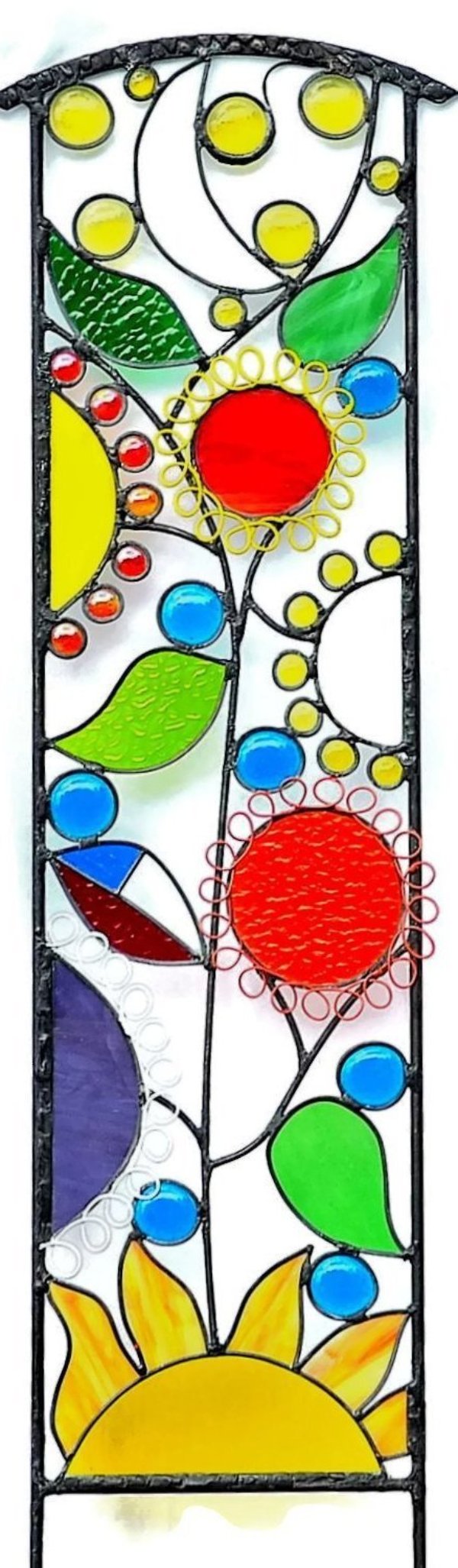 Outdoor Stained Glass Yard Art for Gift Ideas for Gardeners. "Family Flowers"