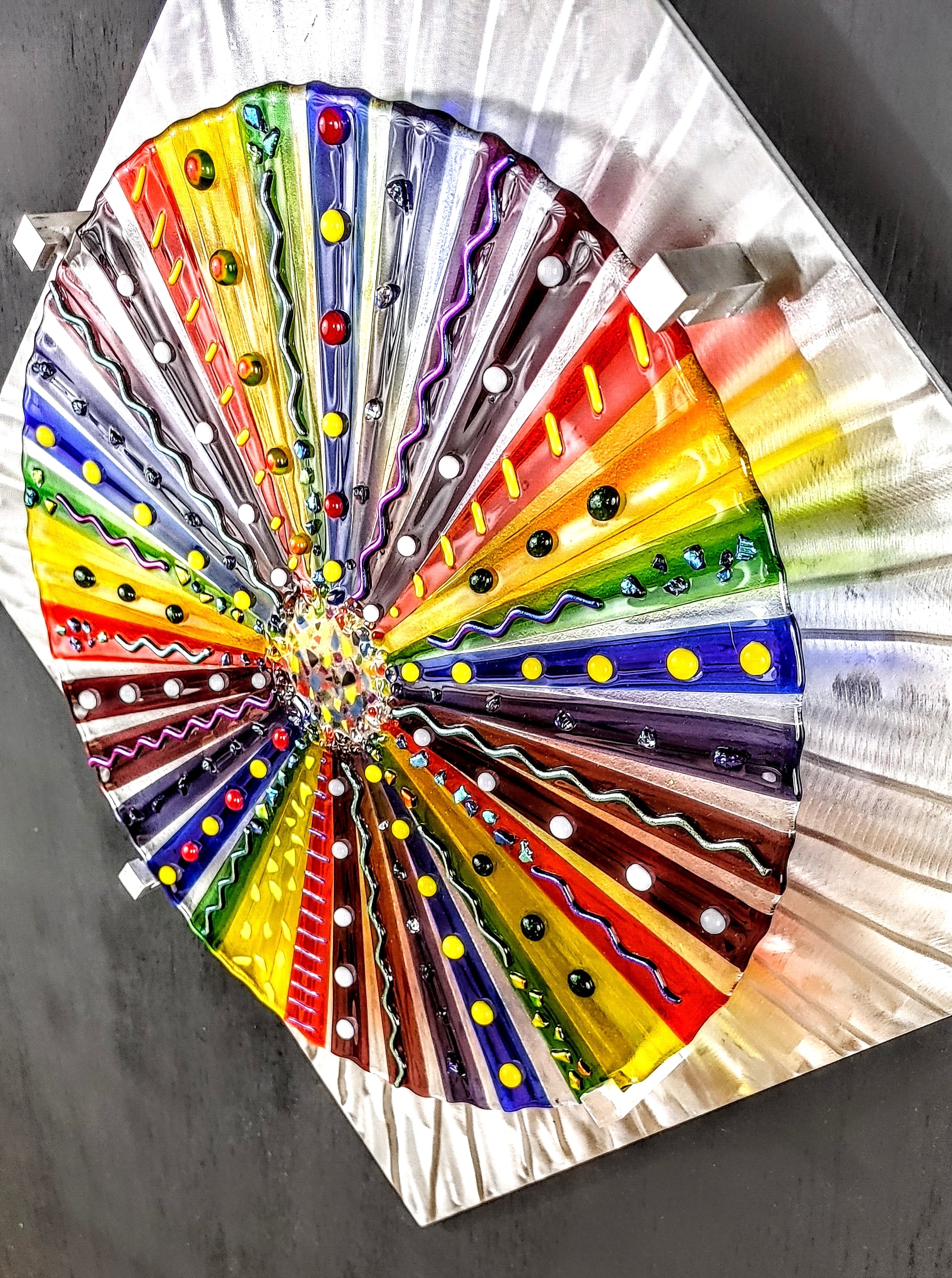 Fused Glass Wall Panel Fused Stained Glass Art. "Kaleidoscope"