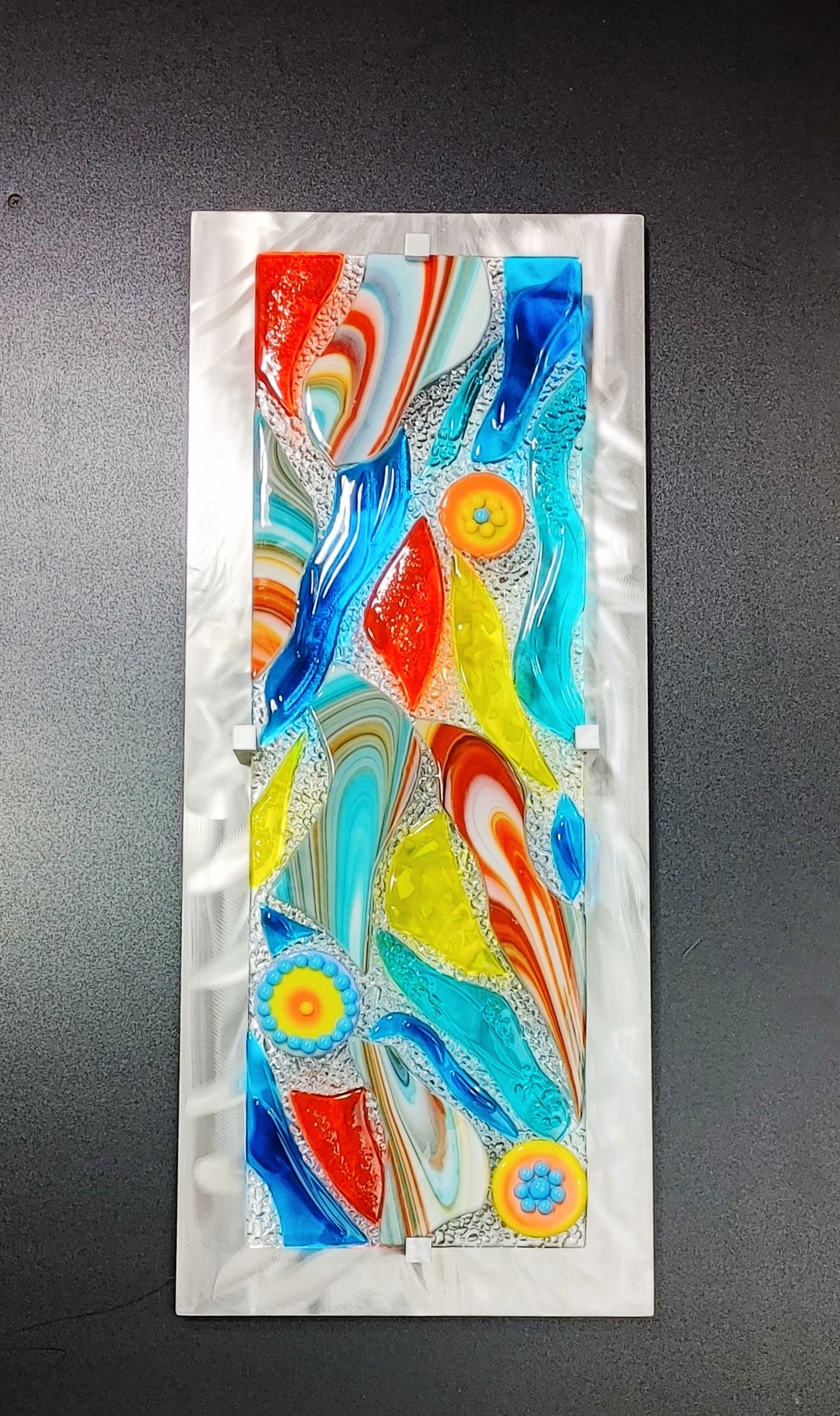 Glass Wall Art Panel Fused Stained Glass Art Southwest Design. "Mirage"