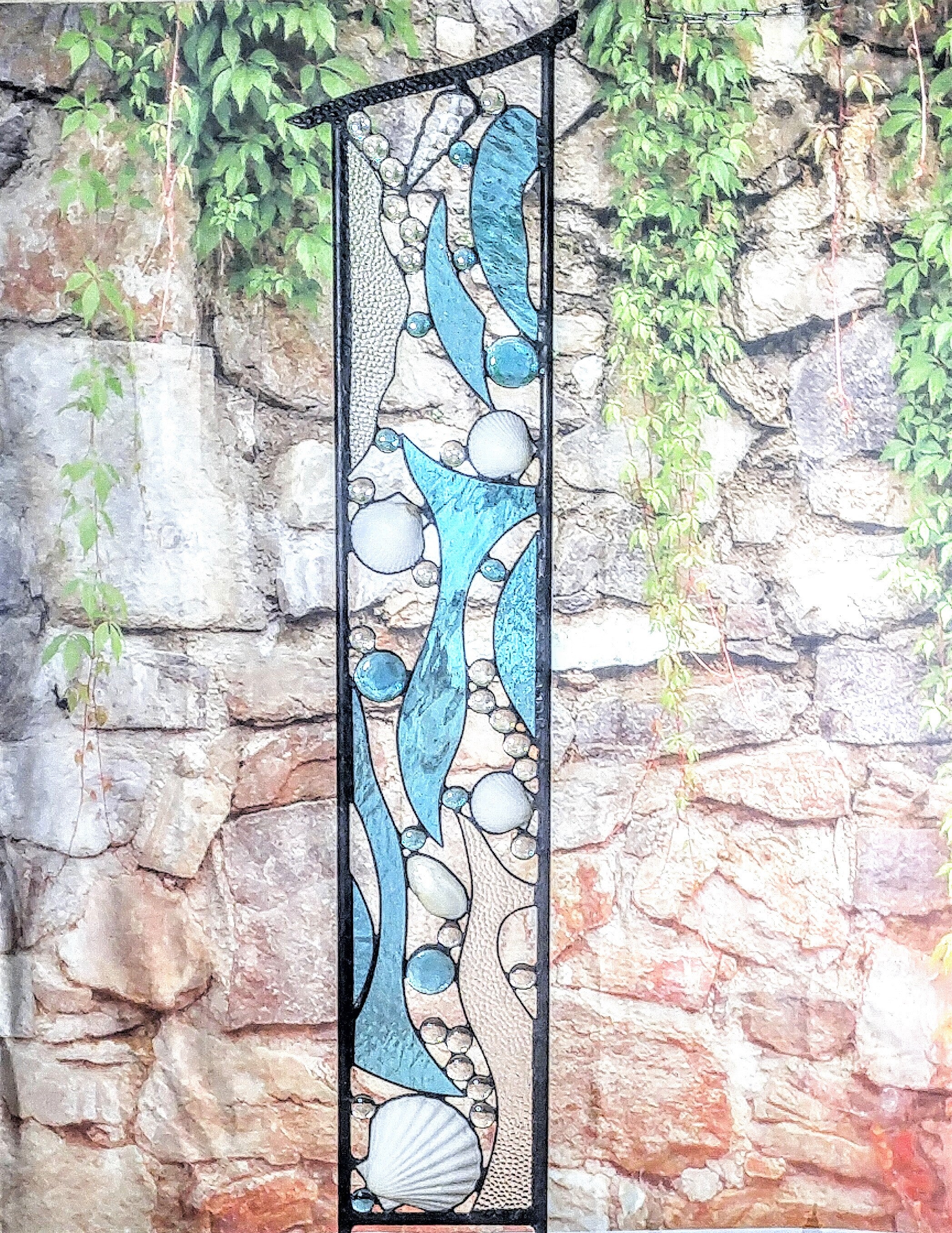 Ocean Themed Stained Glass Art for Beach House Decorating. "Ocean Treasures"