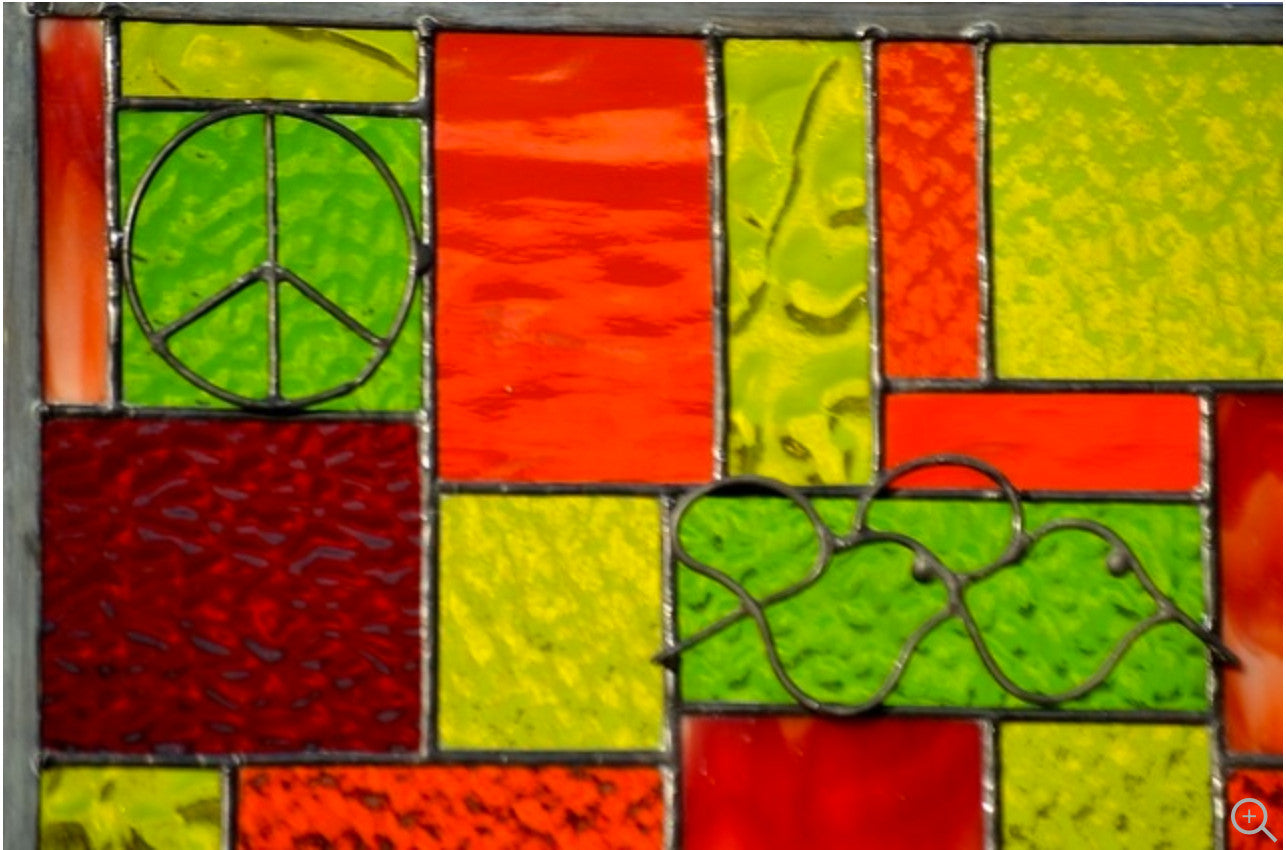 Geometric Stained Glass Window Design Boho Style Stained Glass Panel. "Go Boho!"