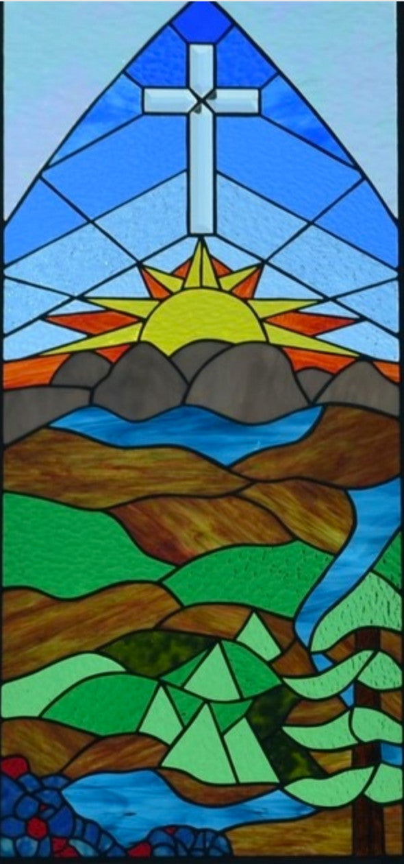Custom Glass Art Religious Stained Glass Window. "Sanctuary"