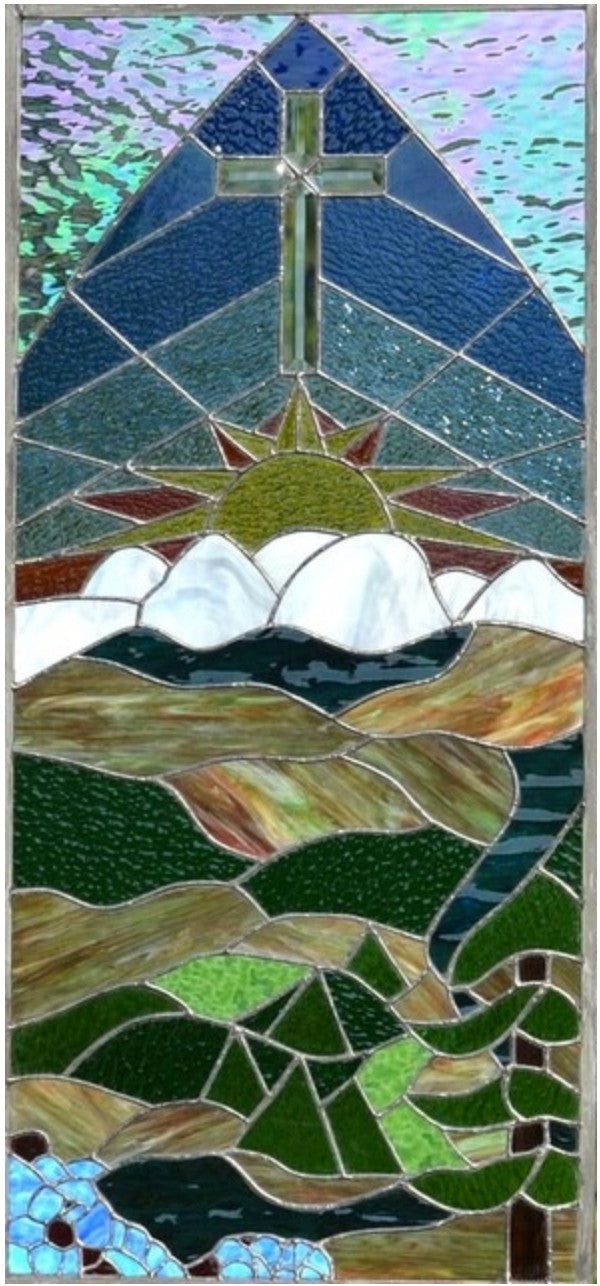 Custom Glass Art Religious Stained Glass Window. "Sanctuary"