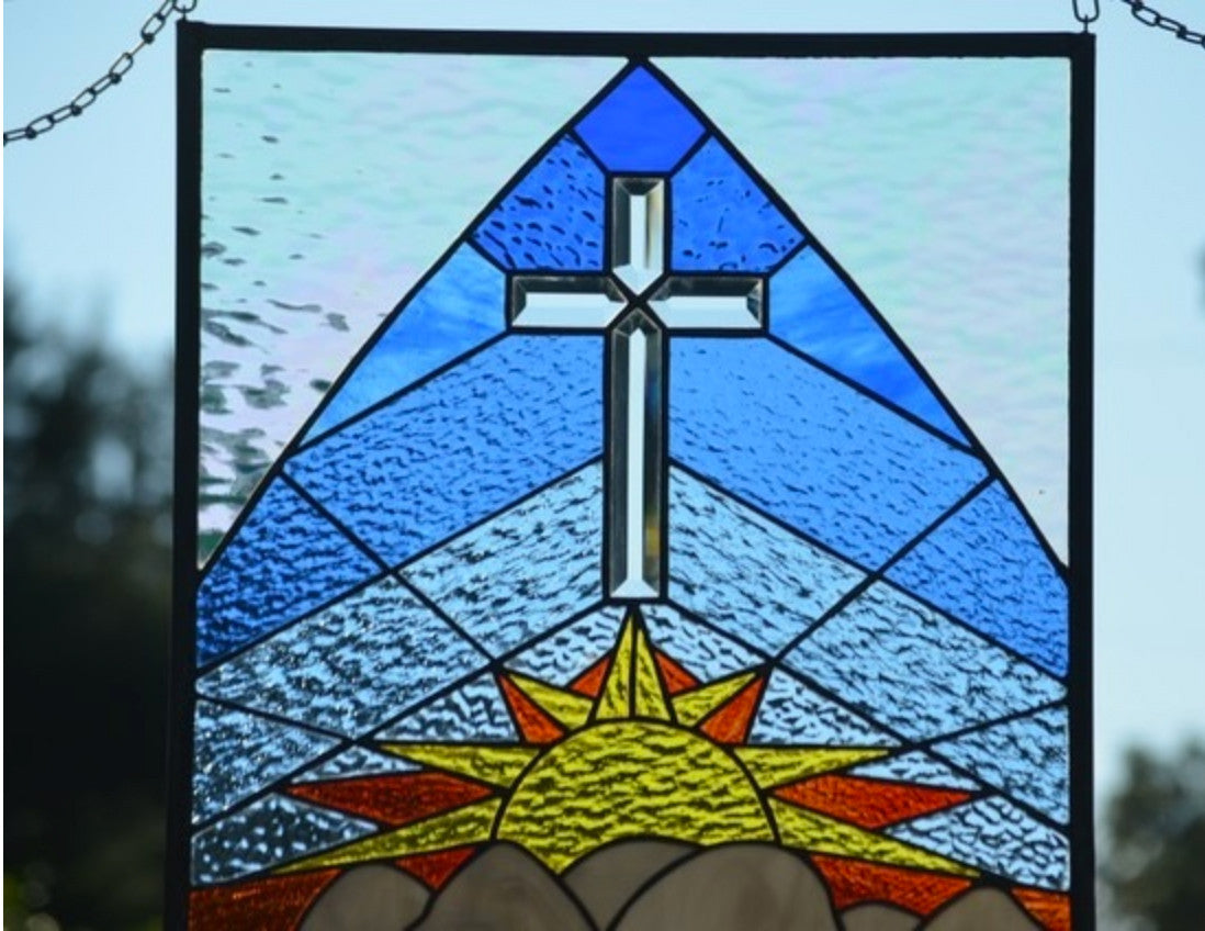 Custom Glass Art Religious Stained Glass Window. "Sanctuary"