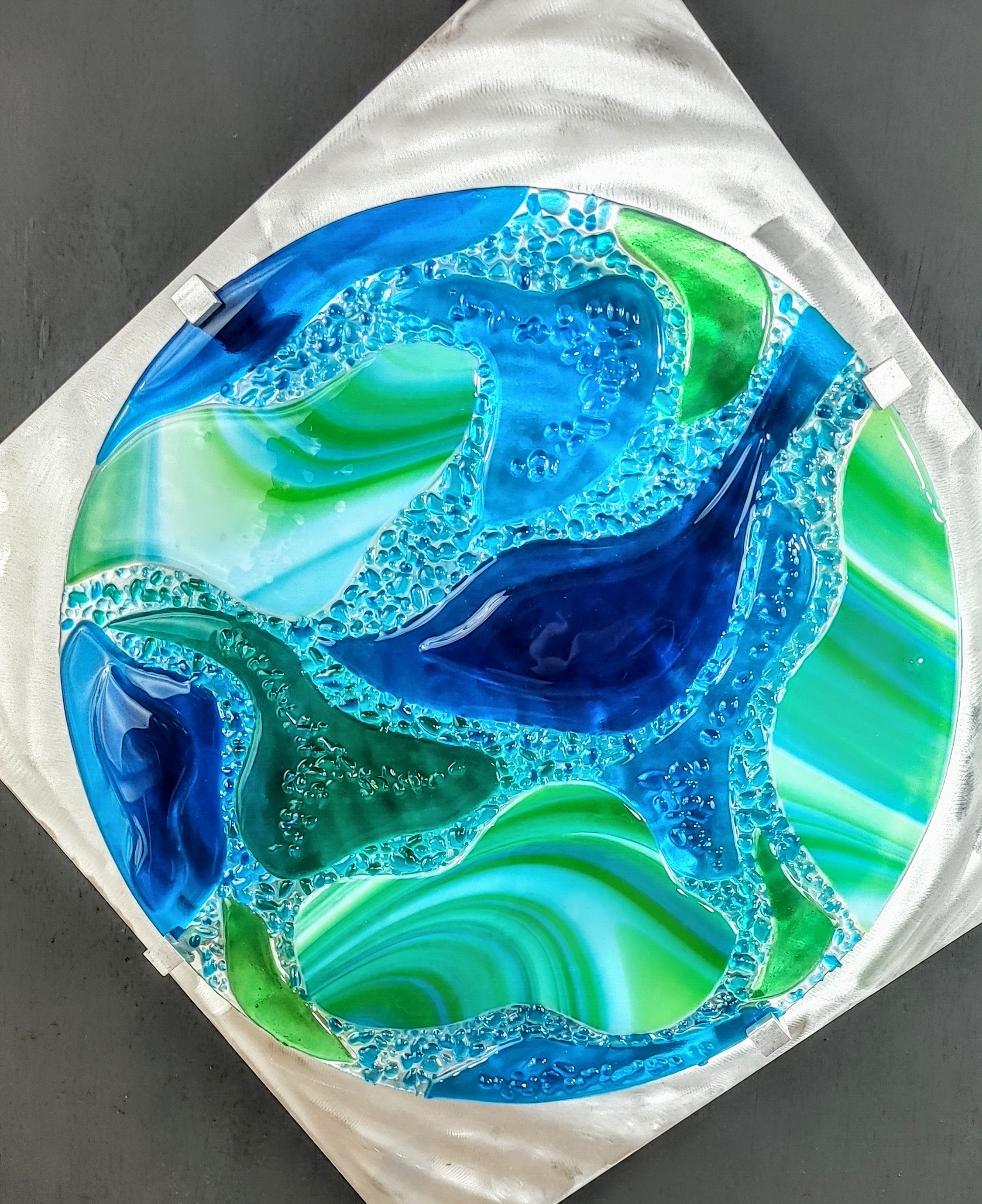 Fused Stained Glass Art Panel Fused Glass Wall Hanging. "Safe Harbor"