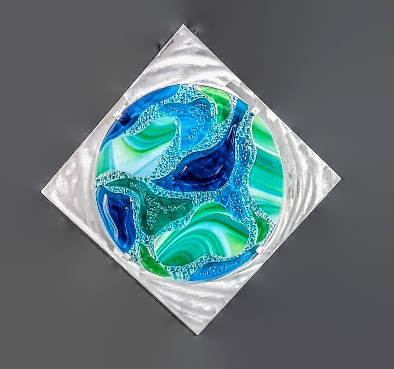 Fused Stained Glass Art Panel Fused Glass Wall Hanging. "Safe Harbor"