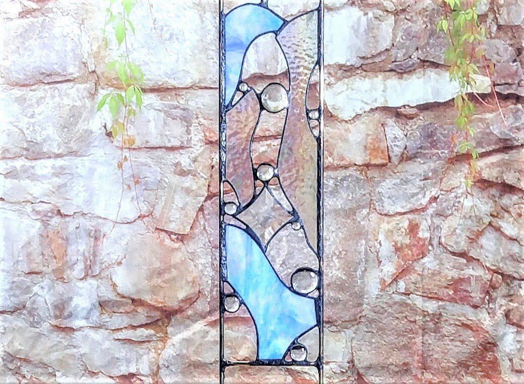 Stained Glass Memorial Gift Glass Lawn Art Stained Glass Garden Stake. "Stars"