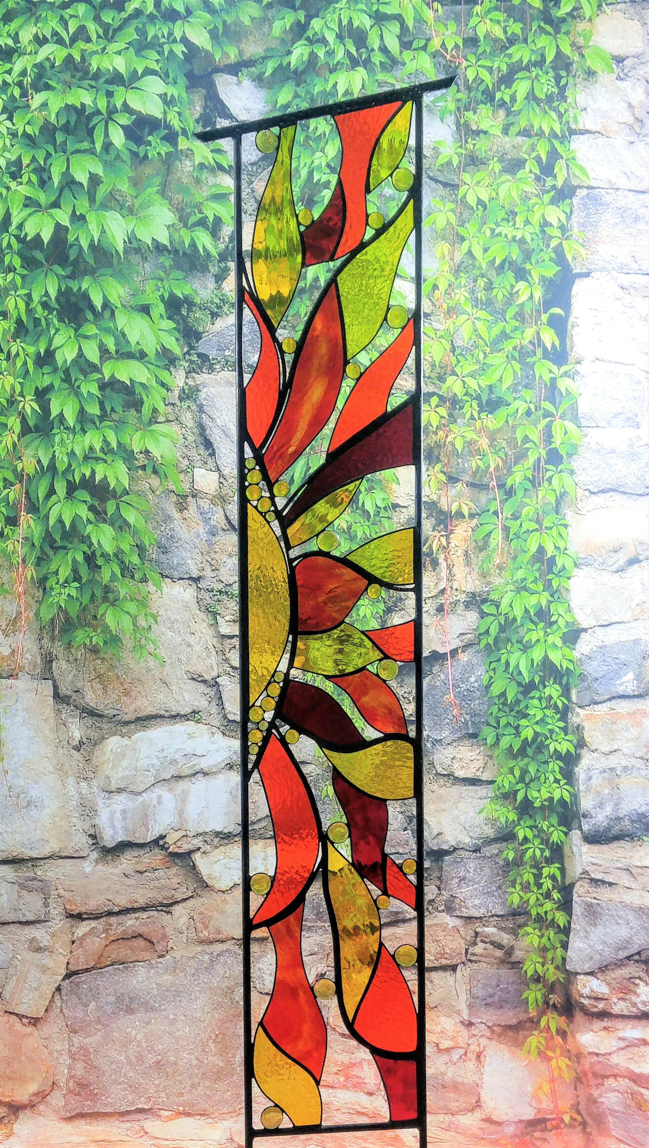 Metal Glass Garden Sculpture. "Sun-drenched"