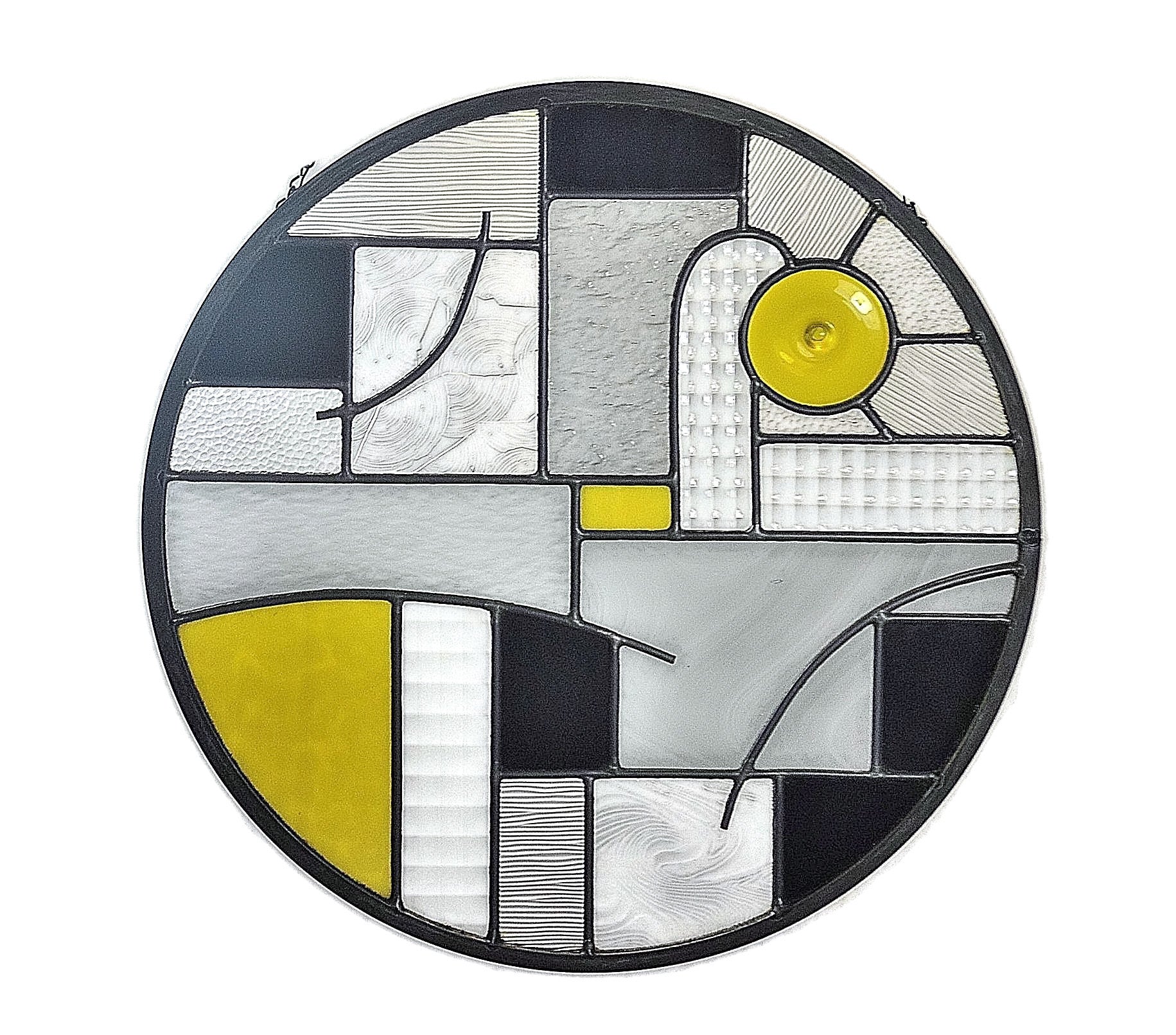 Contemporary Abstract Stained Glass Art Panel. "Urban Lights"