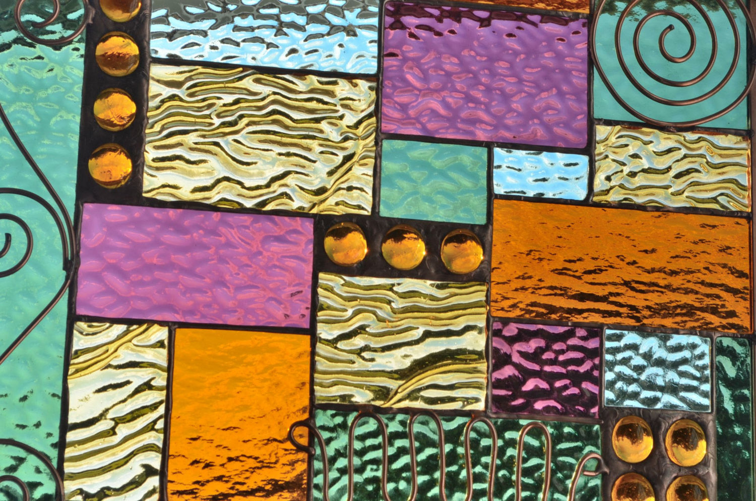 Stained Glass Window Design Geometric Design Fall Colors. "Coppery Fall 2"
