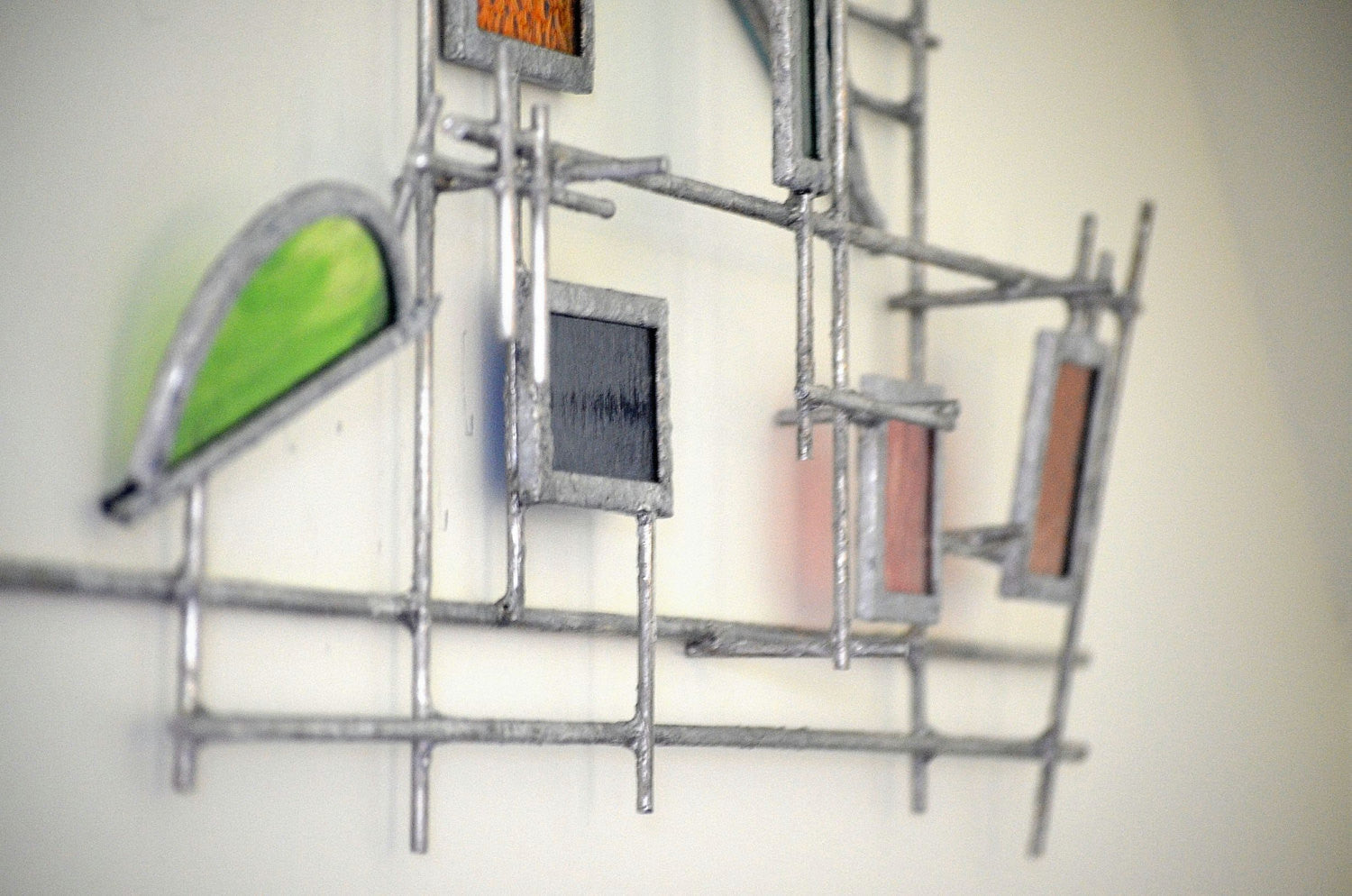 3D Metal Wall Art with Stained Glass in Rainbow Colors. "3D Retro"
