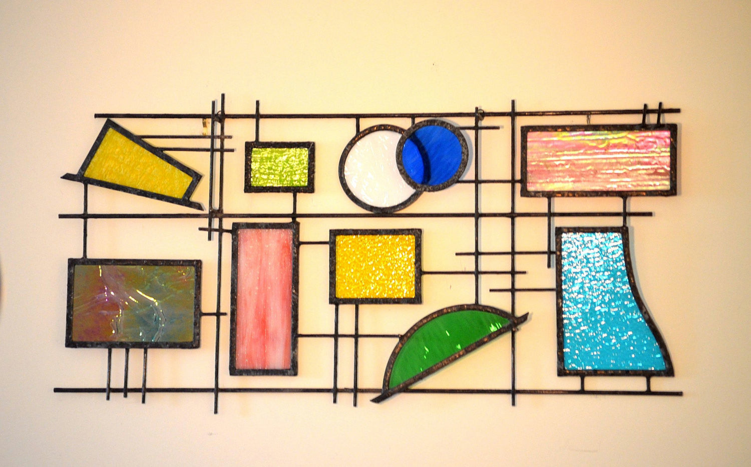 Custom Metal and Glass Art 3D Stained Glass Panel. "Free Spirit II"
