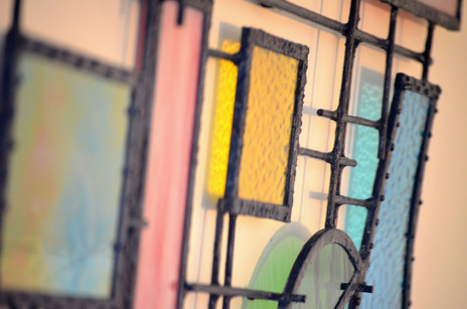 Custom Metal and Glass Art 3D Stained Glass Panel. "Free Spirit II"