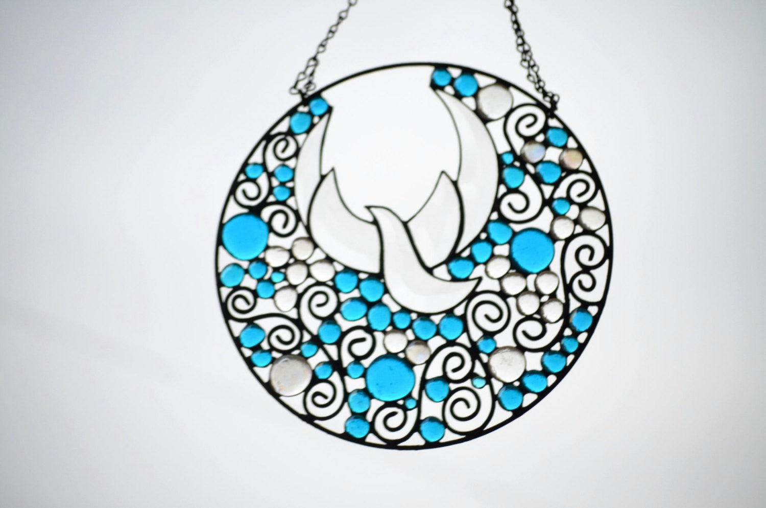 Religious Stained Glass Window Stained Glass Memorial Gift. "Dove in Sky"