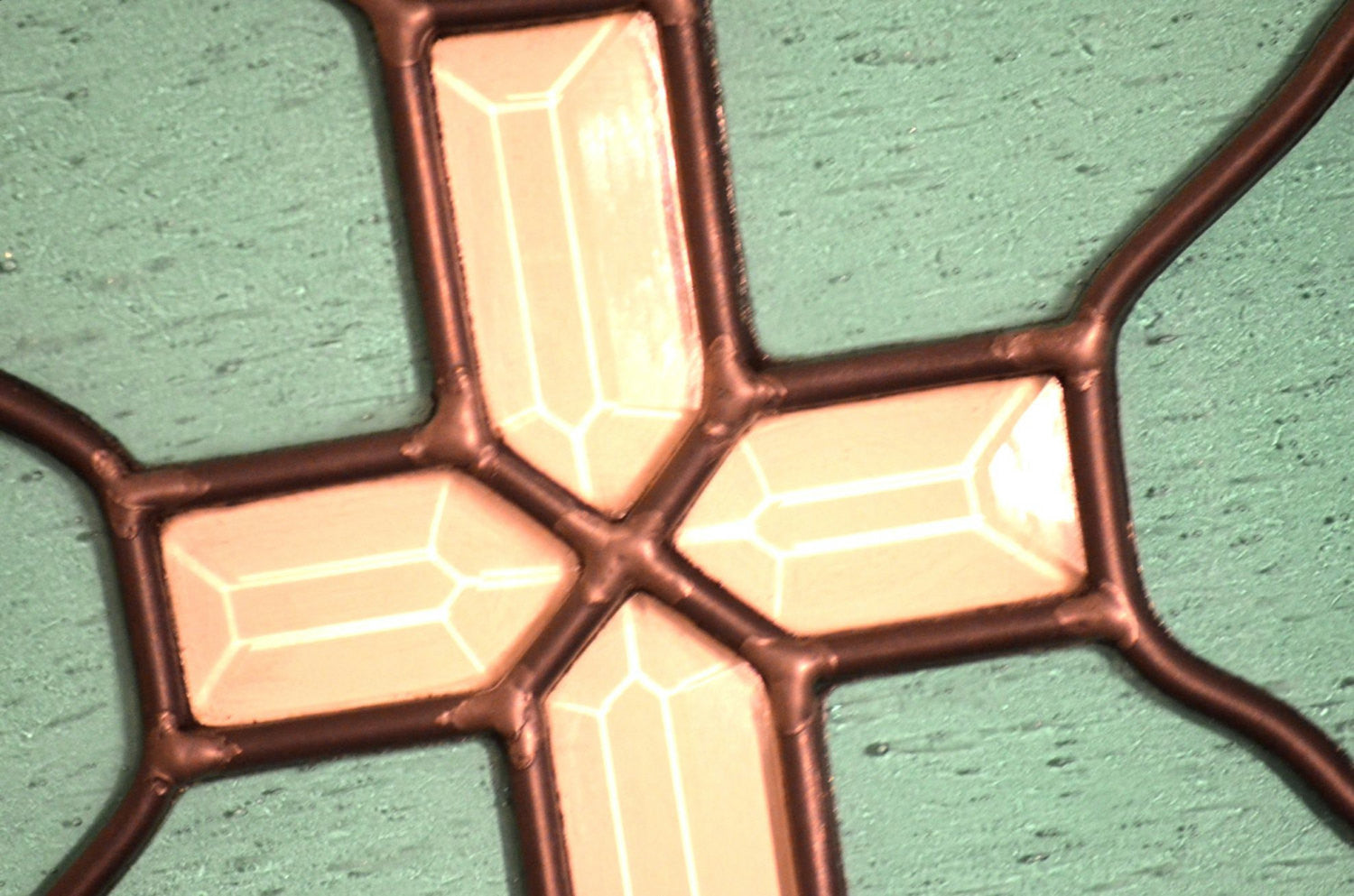 Christian Cross Window Panel Religious Stained Glass Art. "Beveled Cross Window"