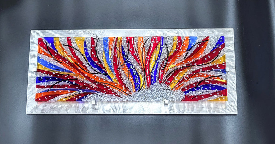 Large Fused Glass Wall Art Fused Glass Wall Decor. &quot;Fire and Ice&quot;