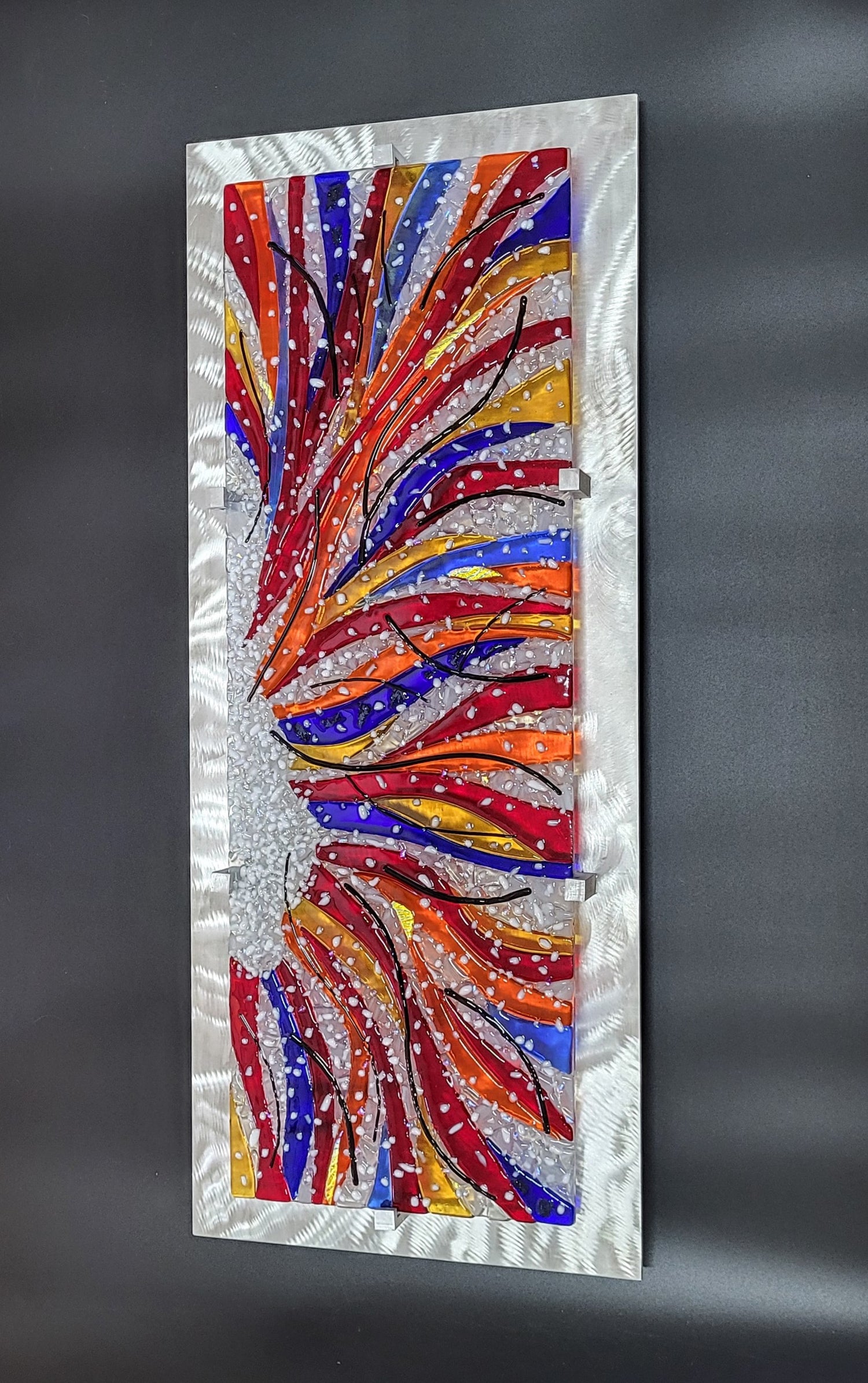 Large Fused Glass Wall Art Fused Glass Wall Decor. &quot;Fire and Ice&quot;