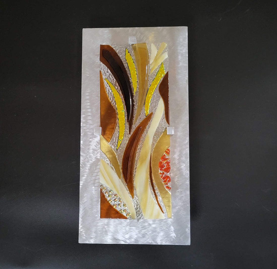 Fused Glass Wall Art Hanging. &quot;Rustling Rushes&quot;