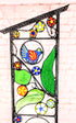 Glass Garden Decoration Tall Stained Glass Yard Stake. "Aviary"