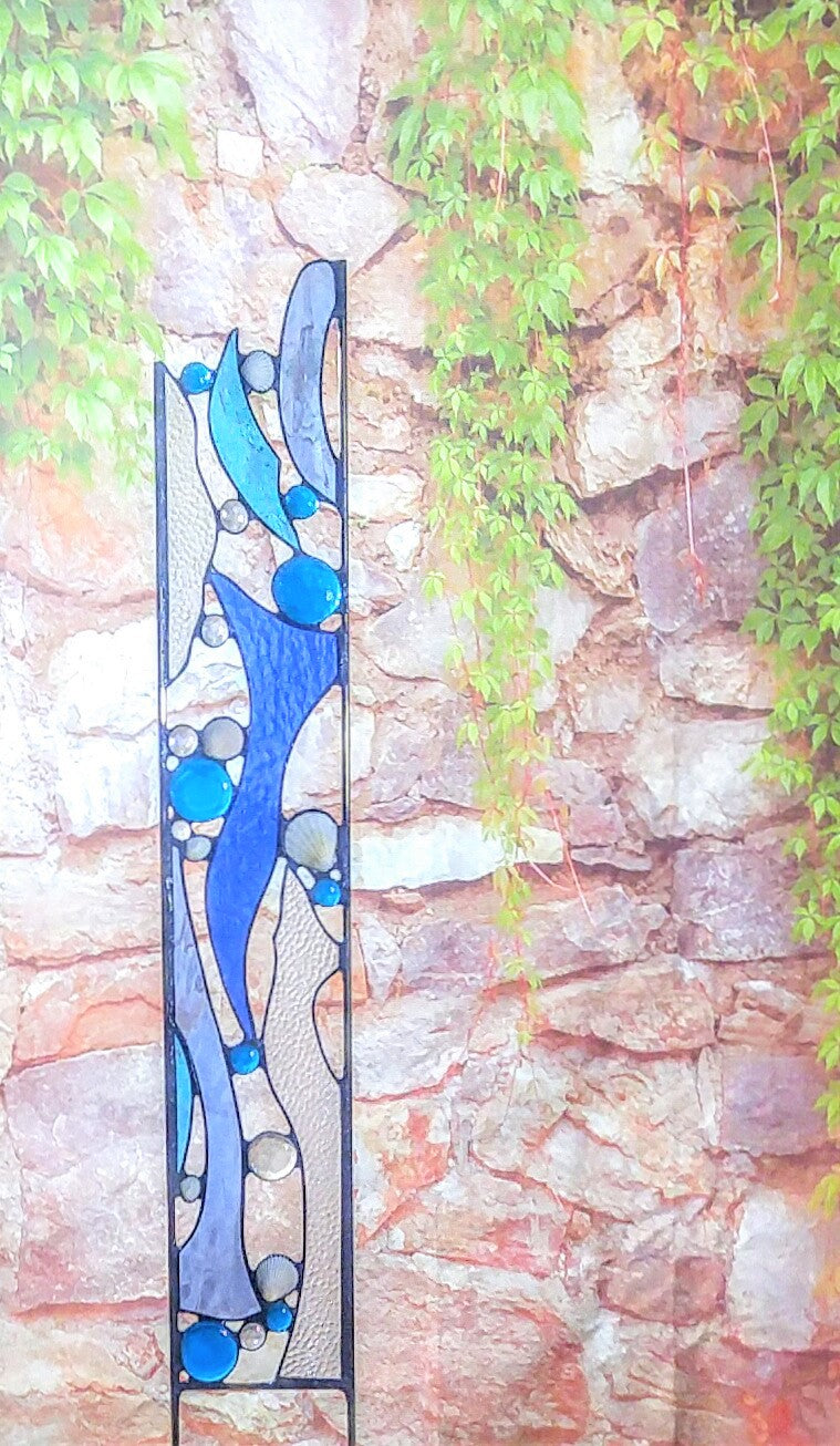 Stained Glass Yard Art for Outdoor Garden Decoration. &quot;Beachcomber&