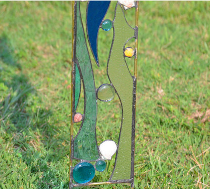 Stained Glass Yard Art for Outdoor Garden Decoration.   &quot;Beachcomber&