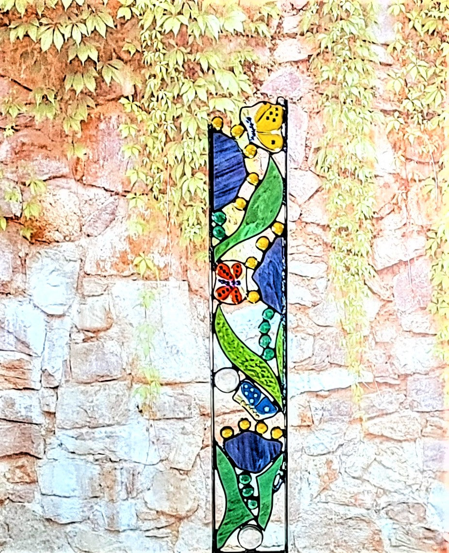 stained glass garden sculpture