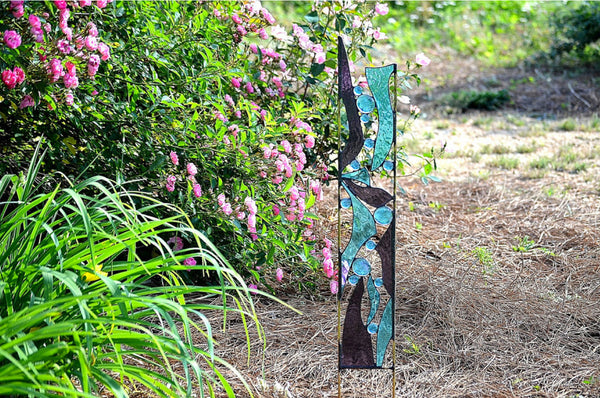 Contemporary Abstract Stained Glass Yard Art