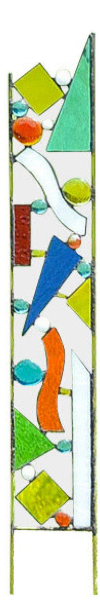 Stained Glass Yard Art in Bright Coloring Book Colors.  &