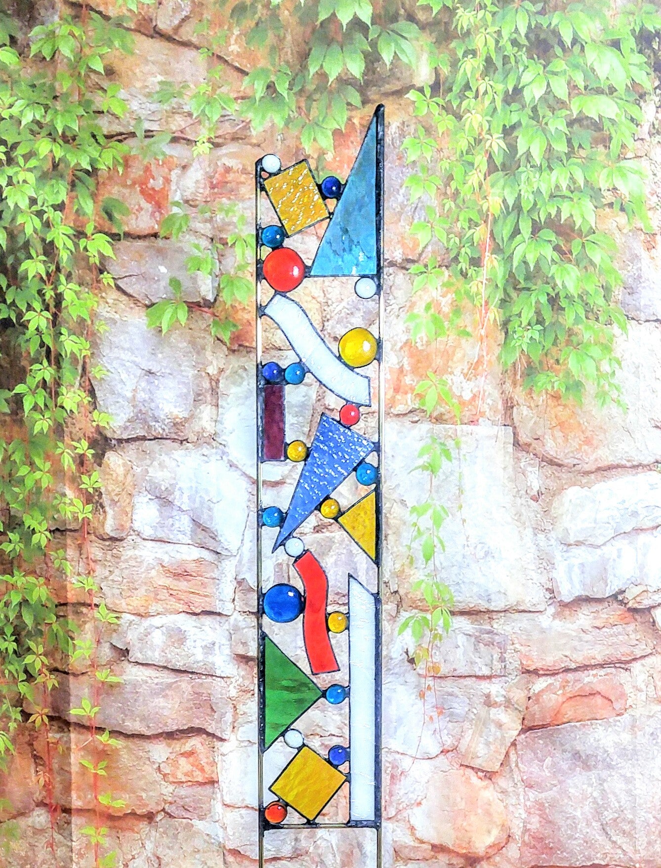 Stained Glass Yard Art Outdoor Garden Decoration. &quot;Colorful Confetti&quot;