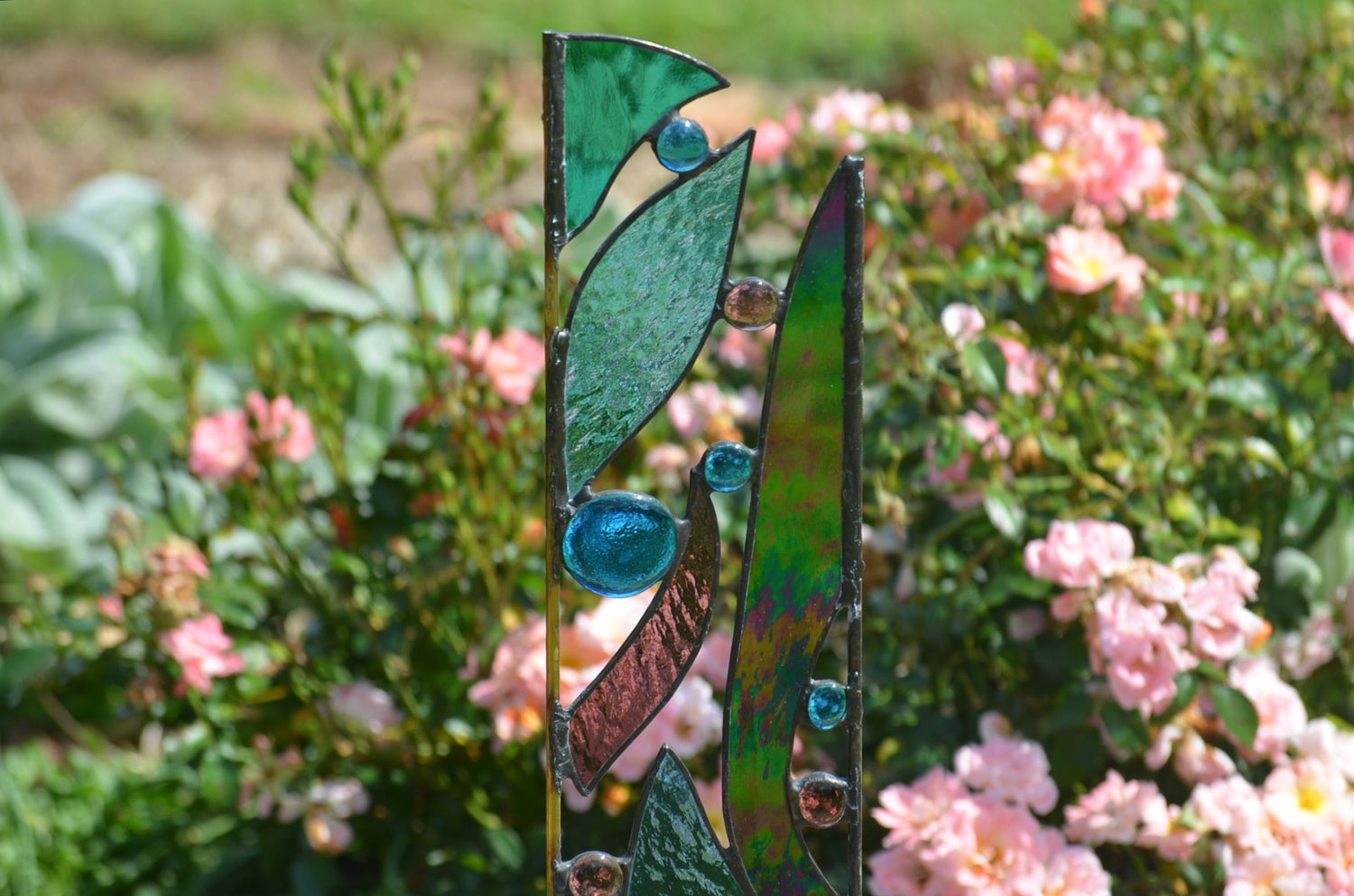 Stained Glass Garden Stake Outdoor Garden Decoration.  &