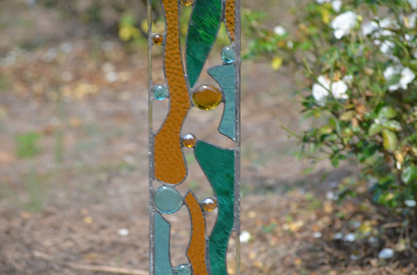 Outdoor Garden Decoration - Contemporary Stained Glass Garden Art  'Edgewater'