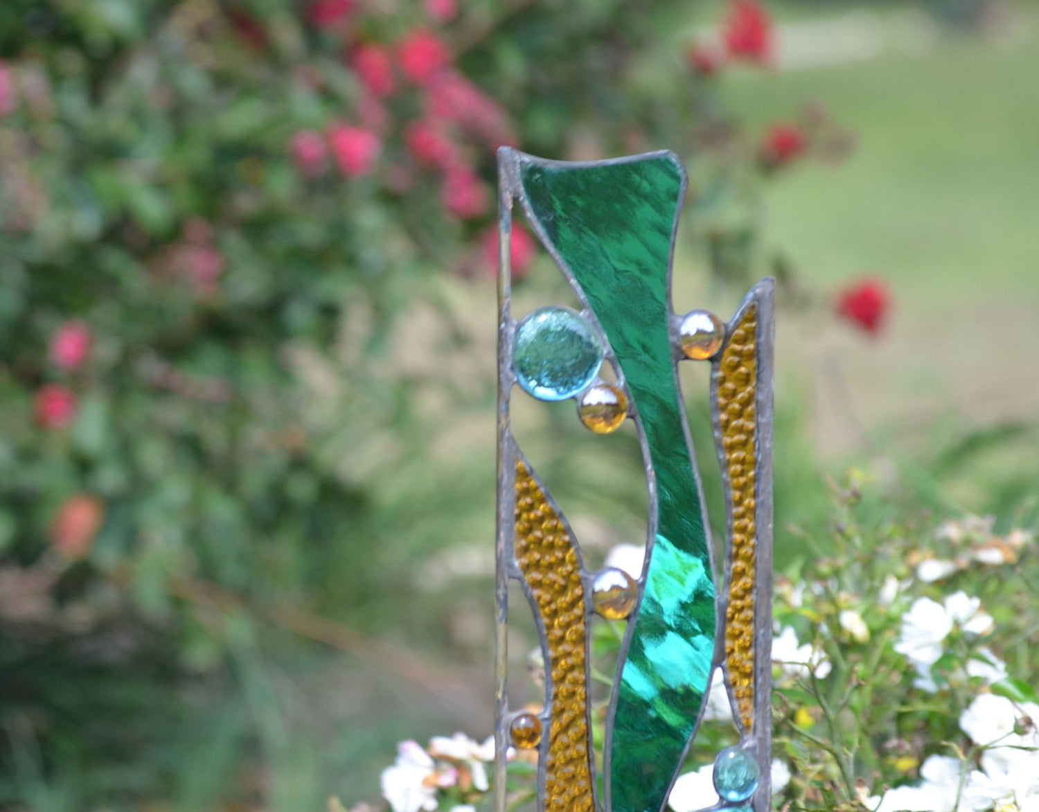 Outdoor Garden Decoration - Contemporary Stained Glass Garden Art  &