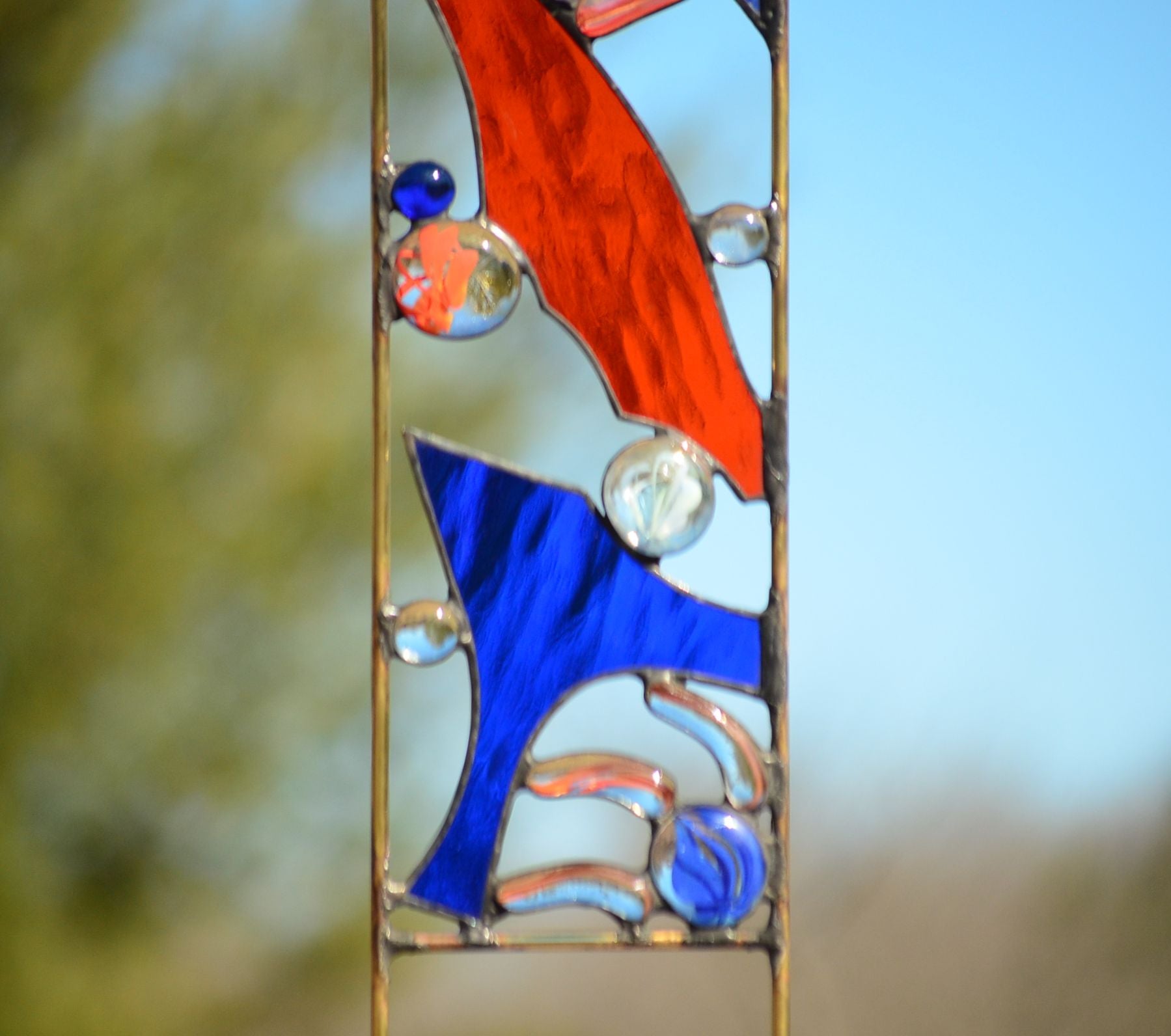 Glass Lawn Art Stained Glass Garden Decoration. &quot;Yippee!&quot;