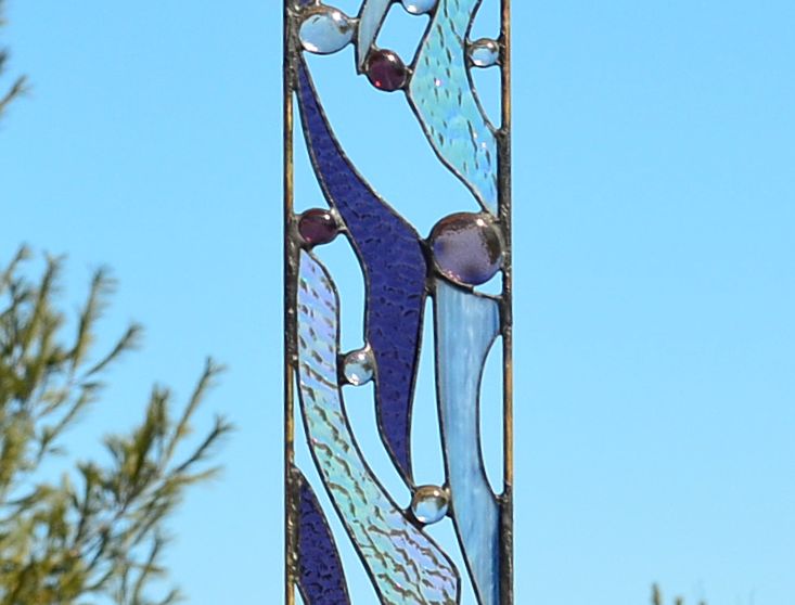 Abstract Stained Glass Yard Art - &